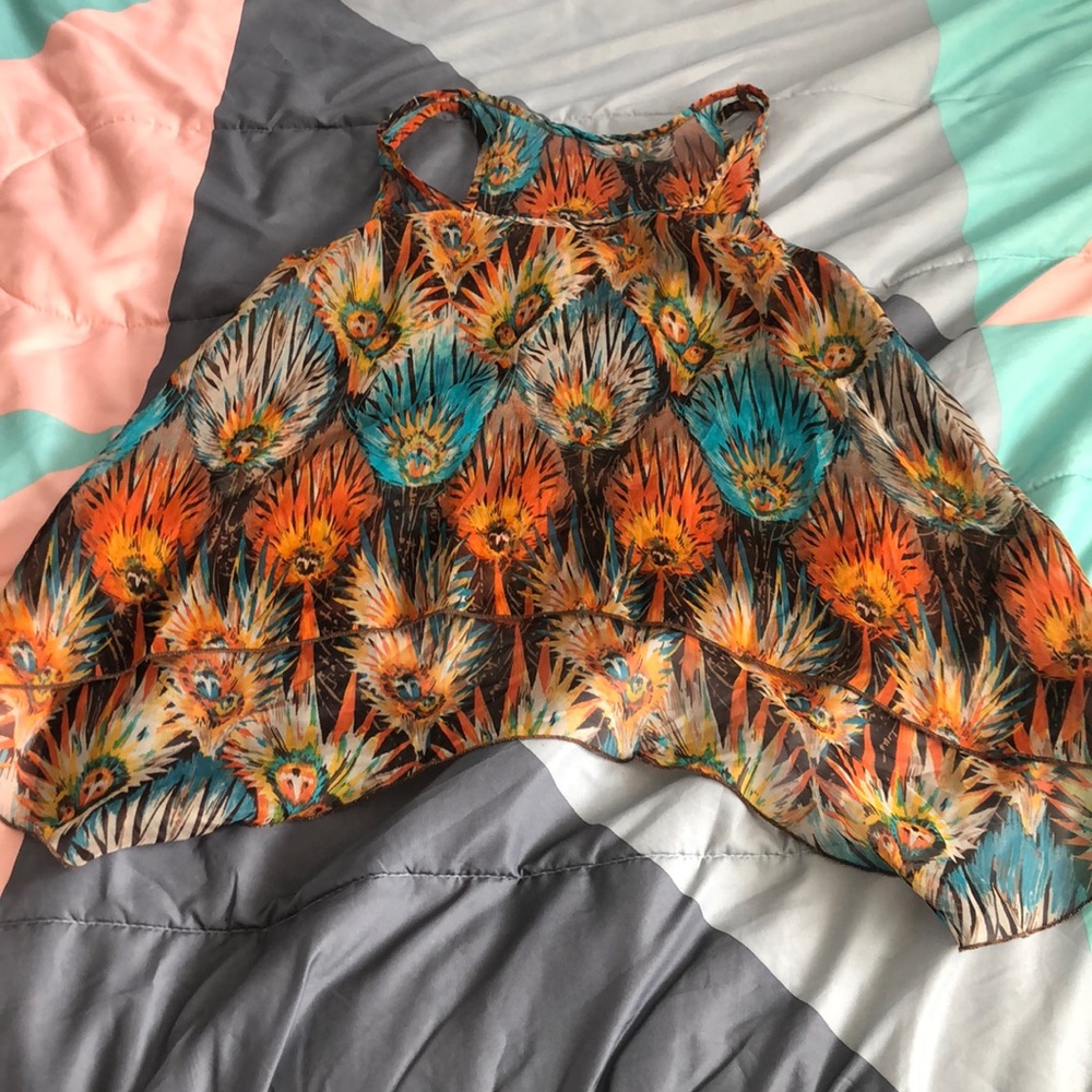 Multicolored sheer tank top